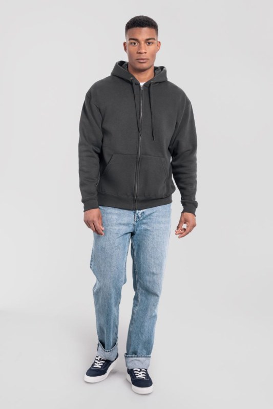Fruit of the Loom Iconic Premium Hooded Sweat Jacket Mikina s kapucí z těžké bavlny 16.2286 light graphite