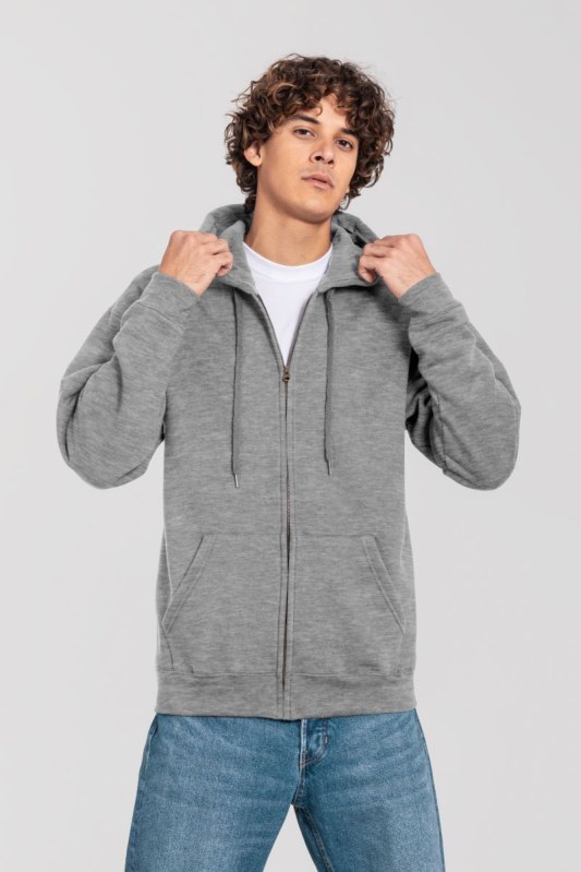Fruit of the Loom Iconic Premium Hooded Sweat Jacket Mikina s kapucí z těžké bavlny 16.2286 athletic heather