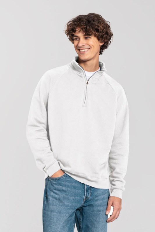 Fruit of the Loom Iconic Premium Zip Neck Sweat Těžká mikina s 1/4 zipem 16.2288 white
