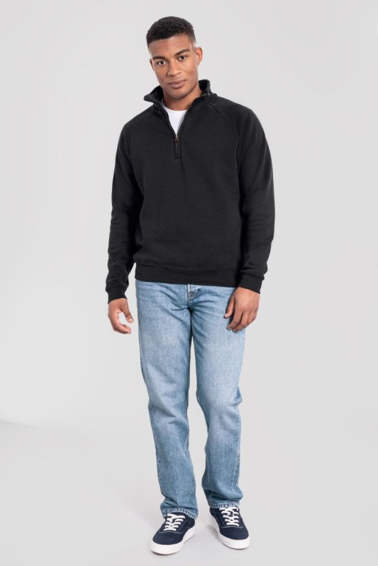 Fruit of the Loom Iconic Premium Zip Neck Sweat Těžká mikina s 1/4 zipem 16.2288 black
