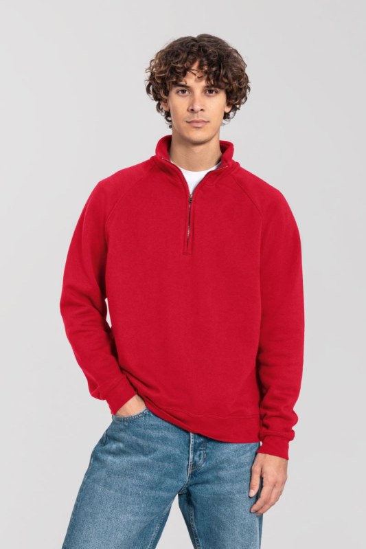Fruit of the Loom Iconic Premium Zip Neck Sweat Těžká mikina s 1/4 zipem 16.2288 red