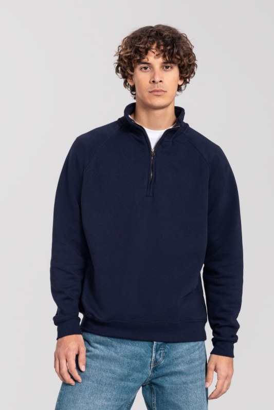 Fruit of the Loom Iconic Premium Zip Neck Sweat Těžká mikina s 1/4 zipem 16.2288 deep navy