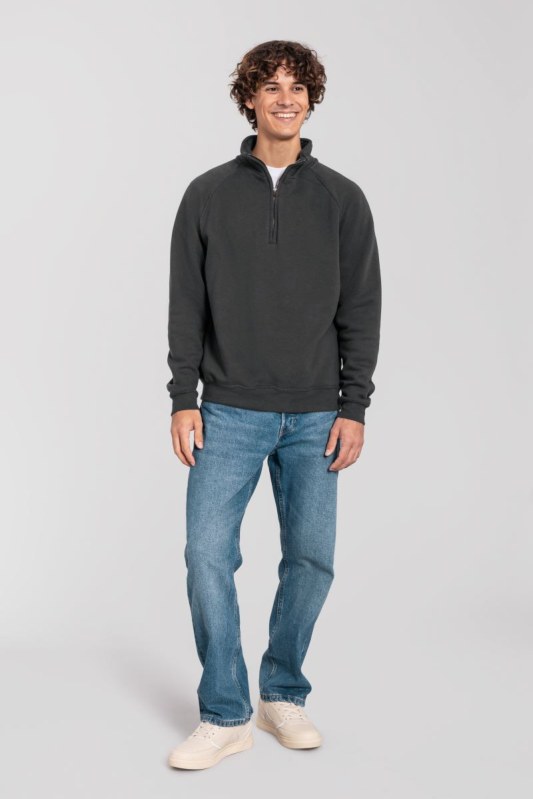 Fruit of the Loom Iconic Premium Zip Neck Sweat Těžká mikina s 1/4 zipem 16.2288 light graphite