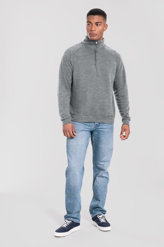 Fruit of the Loom Iconic Premium Zip Neck Sweat Těžká mikina s 1/4 zipem 16.2288 athletic heather