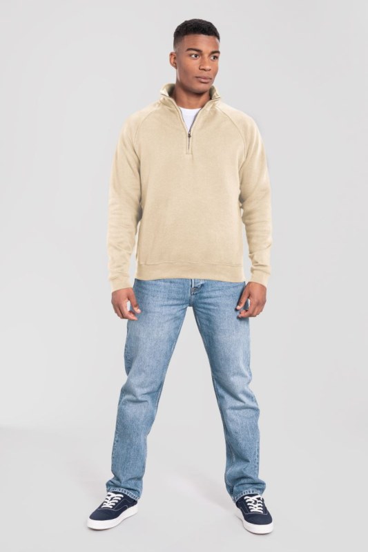 Fruit of the Loom Iconic Premium Zip Neck Sweat Těžká mikina s 1/4 zipem 16.2288 desert sand