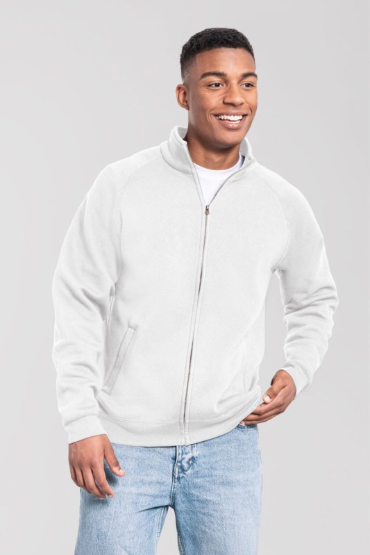 Fruit of the Loom Iconic Premium Sweat Jacket Mikina z těžké bavlny 16.2290 white