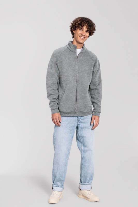 Fruit of the Loom Iconic Premium Sweat Jacket Mikina z těžké bavlny 16.2290 light graphite