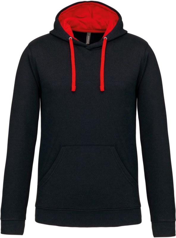 Kariban K 446 Kontrastní mikina s kapucí 20.K446 black/red