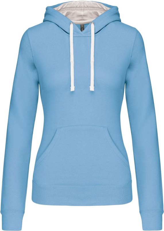 Kariban K 465 Dámská mikina s kontrastní kapucí 20.K465 sky blue/white