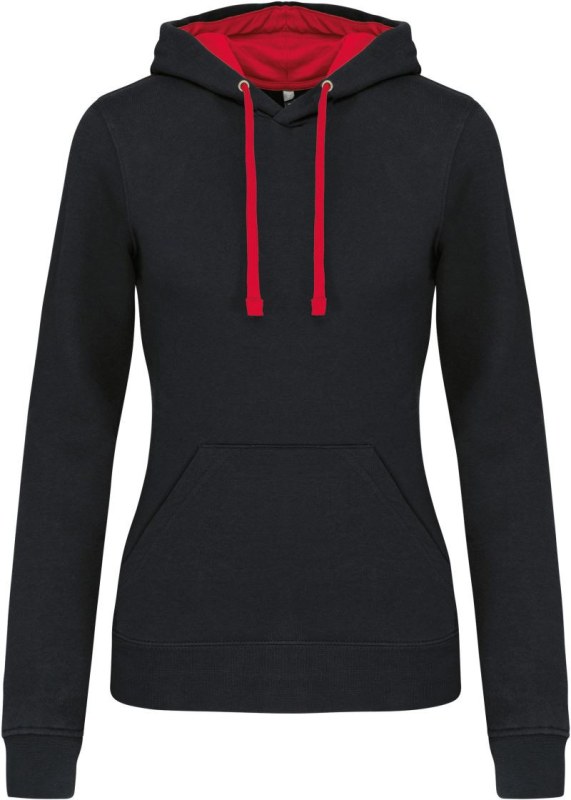 Kariban K 465 Dámská mikina s kontrastní kapucí 20.K465 black/red