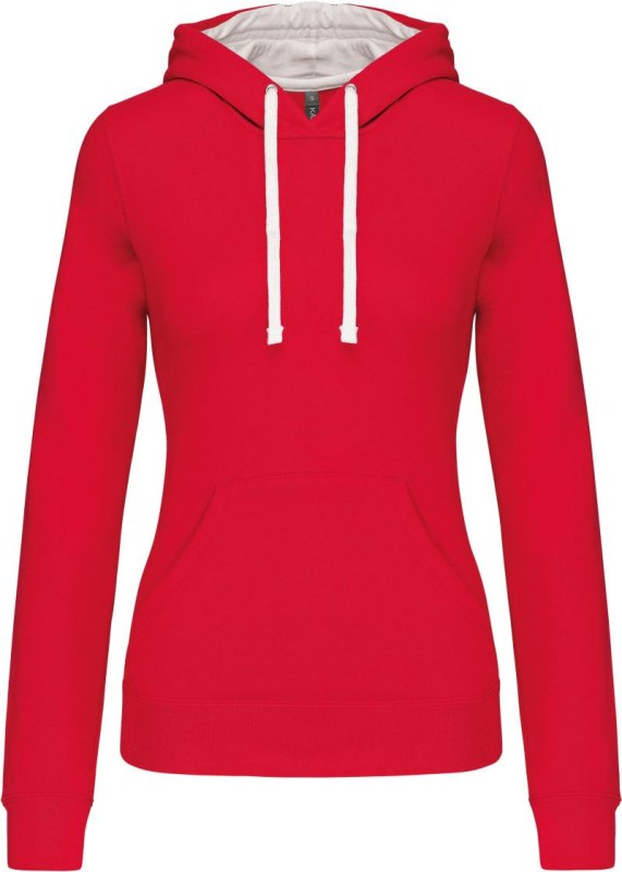 Kariban K 465 Dámská mikina s kontrastní kapucí 20.K465 red/white