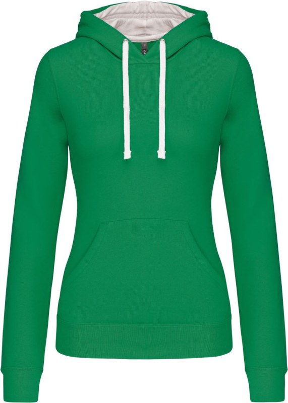 Kariban K 465 Dámská mikina s kontrastní kapucí 20.K465 light kelly green/white