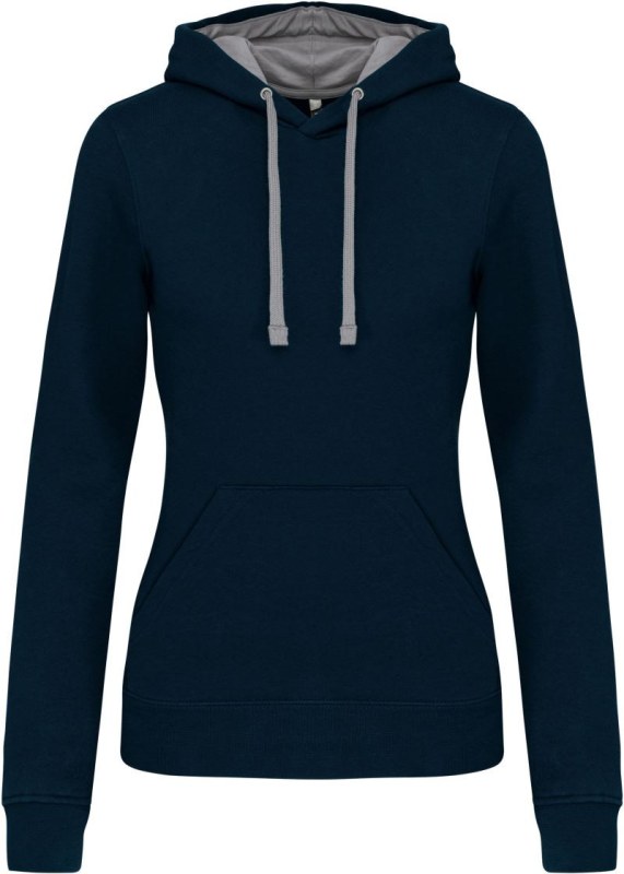 Kariban K 465 Dámská mikina s kontrastní kapucí 20.K465 navy/fine grey