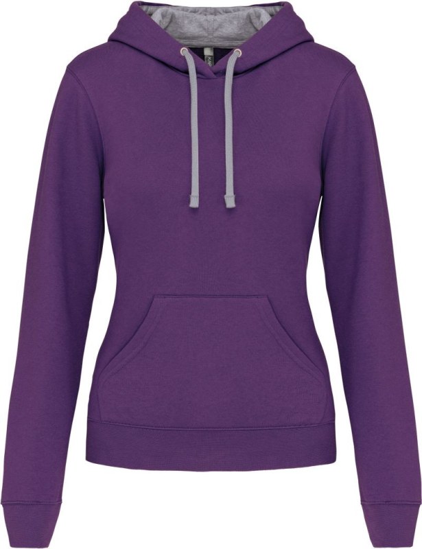 Kariban K 465 Dámská mikina s kontrastní kapucí 20.K465 purple/oxford grey
