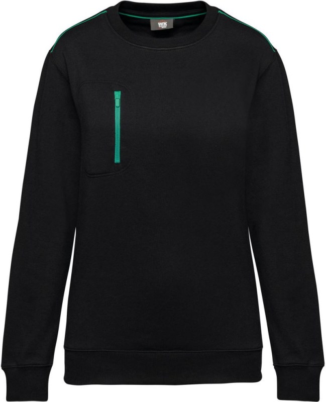 WK WK 403 Pracovní mikina "Day-to-Day" 20.W403 black/kelly green - Dámské oblečení mikiny