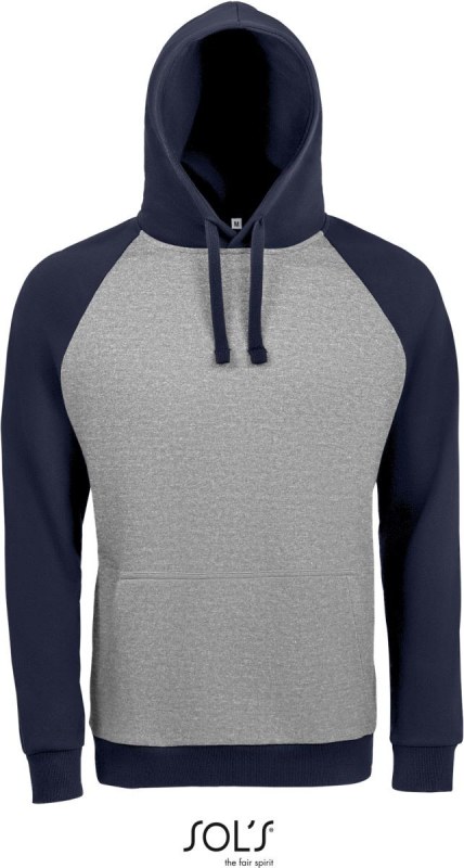 SOL´S Seattle Unisex 2-barevná raglánová mikina s kapucí 25.2998 grey melange/french navy