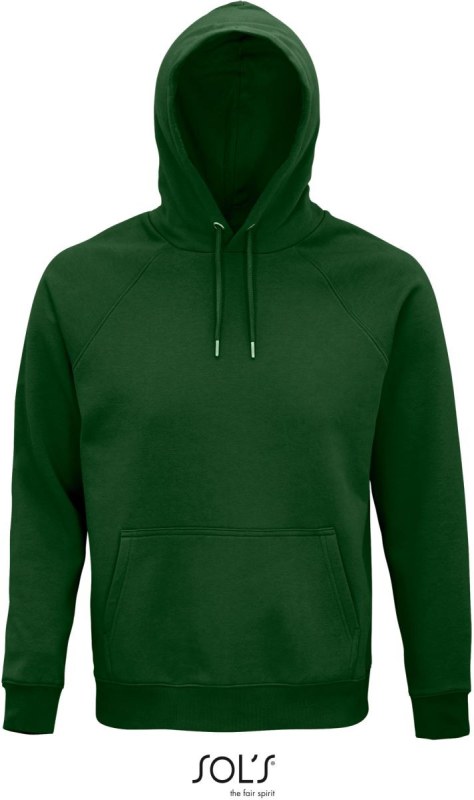 SOL´S Stellar Unisex raglánová mikina s kapucí z bio bavlny 25.3568 bottle green