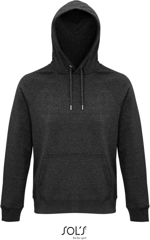 SOL´S Stellar Unisex raglánová mikina s kapucí z bio bavlny 25.3568 charcoal melange