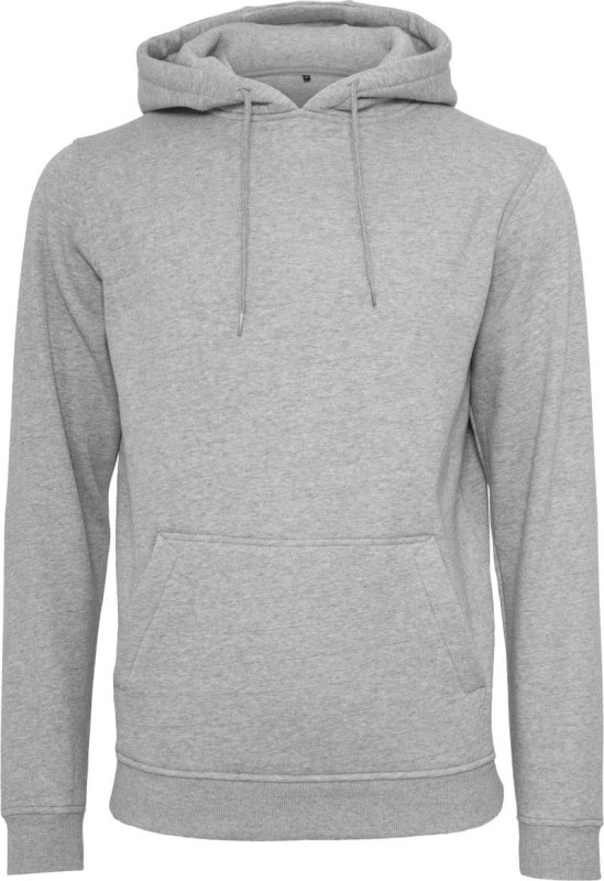 Build your Brand BY 011 Mikina s&nbsp;kapucí z&nbsp;těžké bavlny 56.0011 heather grey - Dámské oblečení mikiny