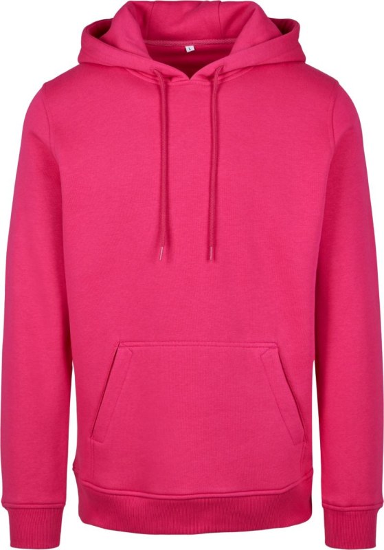 Build your Brand BY 011 Mikina s&nbsp;kapucí z&nbsp;těžké bavlny 56.0011 hibiscus pink - Dámské oblečení mikiny