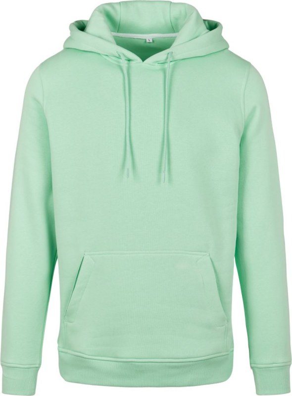 Build your Brand BY 011 Mikina s&nbsp;kapucí z&nbsp;těžké bavlny 56.0011 neo mint - Dámské oblečení mikiny