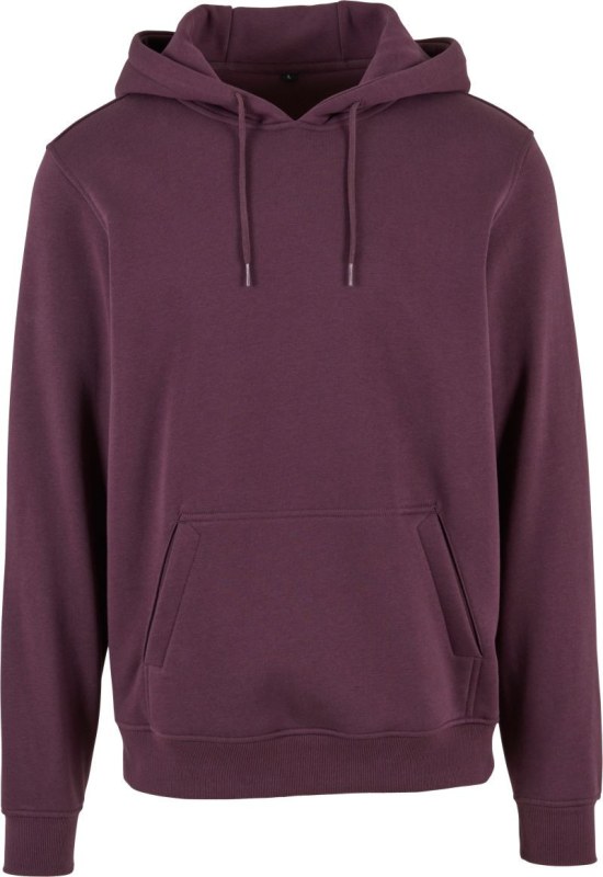 Build your Brand BY 011 Mikina s kapucí z těžké bavlny 56.0011 plum purple