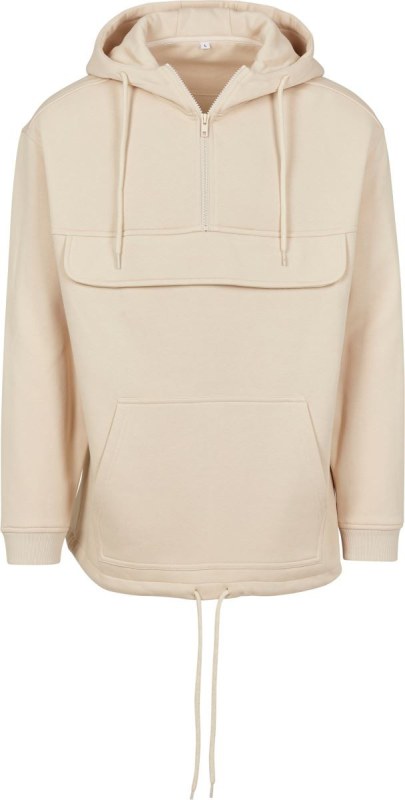 Build your Brand BY 098 Mikina s kapucí a 1/4 zipem 56.0098 sand