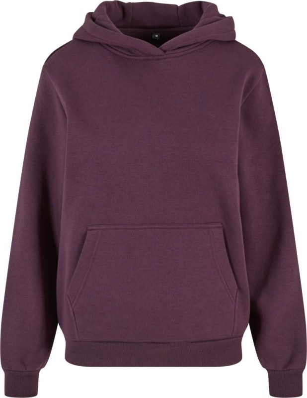 Build your Brand BY 289 Dámská oversize mikina s&nbsp;kapucí "Fluffy" 56.0289 plum purple - Dámské oblečení mikiny