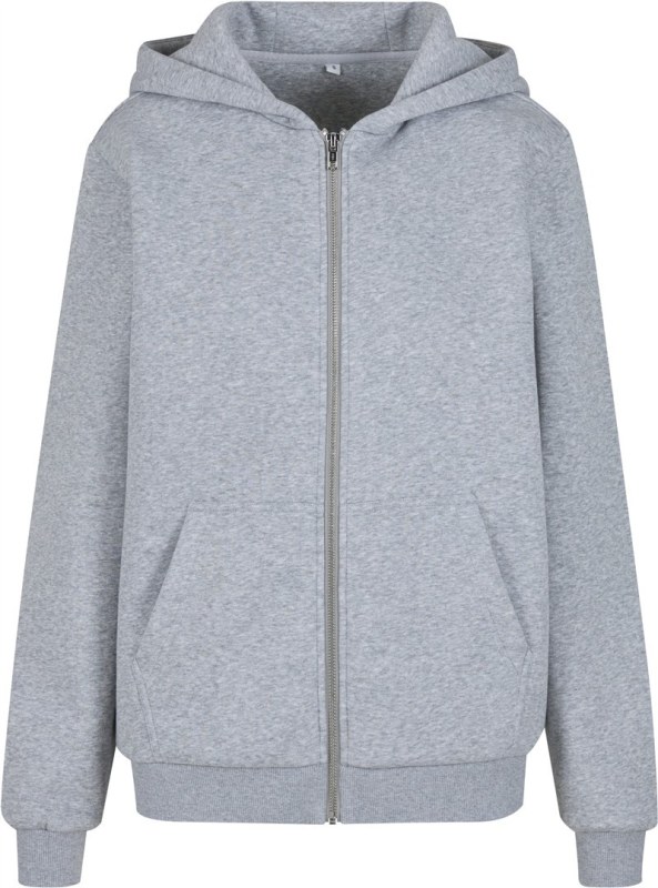 Build your Brand BY 290 Dámská mikina s kapucí z těžké bavlny "Fluffy" 56.0290 heather grey
