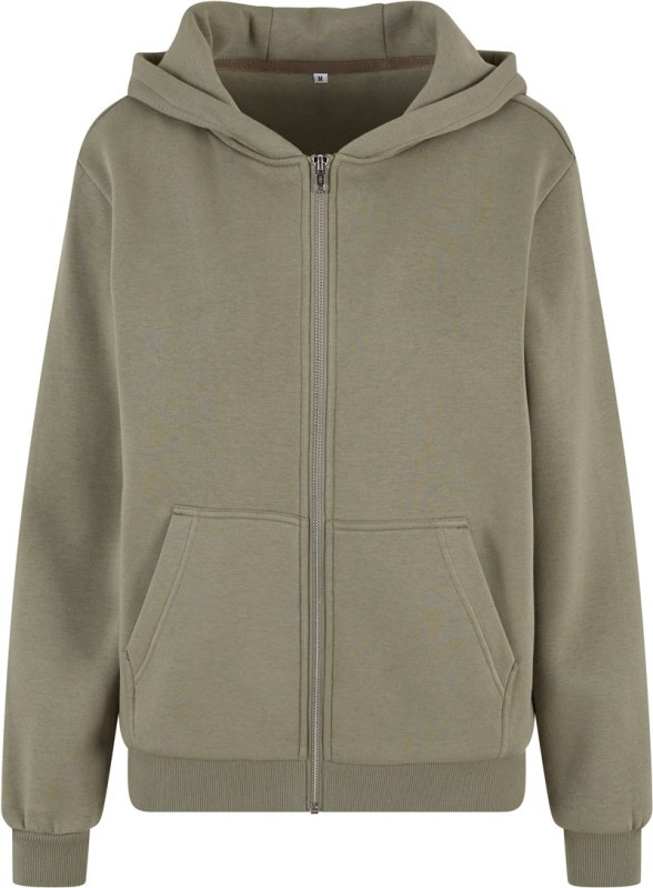 Build your Brand BY 290 Dámská mikina s kapucí z těžké bavlny "Fluffy" 56.0290 pale olive