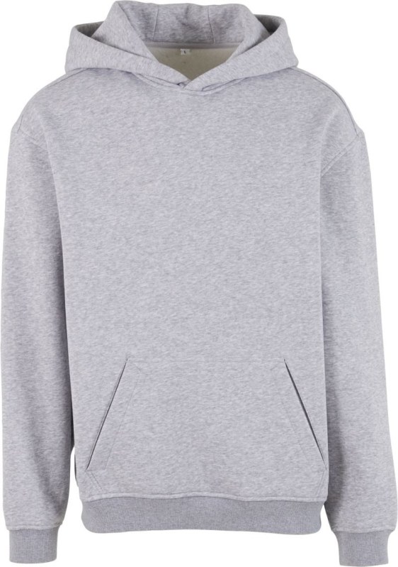 Build your Brand BY 410 Mikina s kapucí z těžké bavlny "Loose Fit" 56.0410 heather grey
