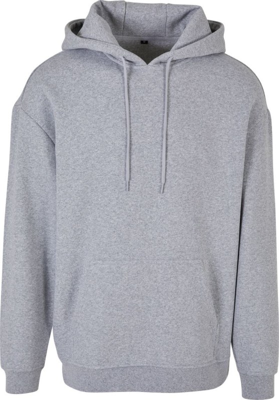 Build your Brand BB 006 Oversize mikina s&nbsp;kapucí z&nbsp;těžké bavlny 56.B006 heather grey - Dámské oblečení mikiny