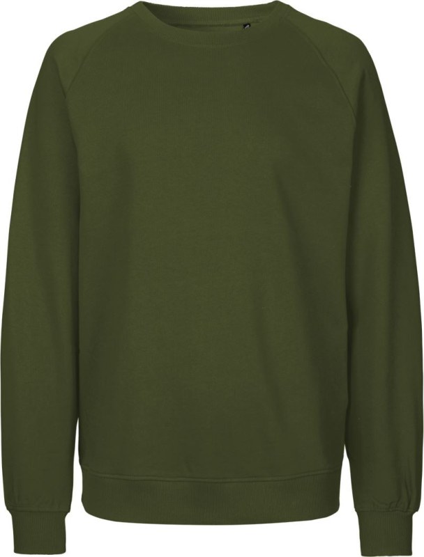 Neutral O 63001 Unisex raglánová mikina z bio bavlny 77.6301 military