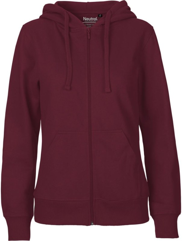 Neutral O 83301 Dámská mikina s kapucí z bio bavlny 77.8331 bordeaux
