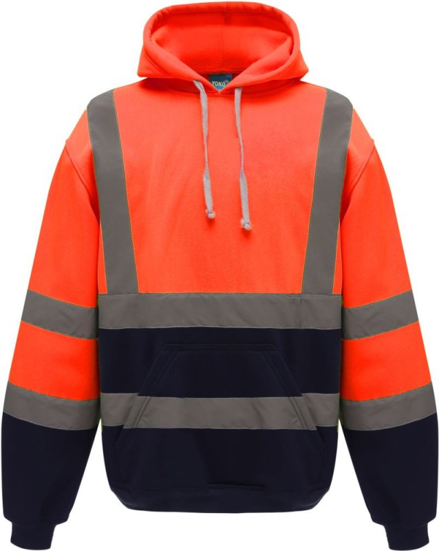 Yoko HVK 05 Hi-Vis mikina s&nbsp;kapucí 79.VK05 hi vis orange/navy - Dámské oblečení mikiny