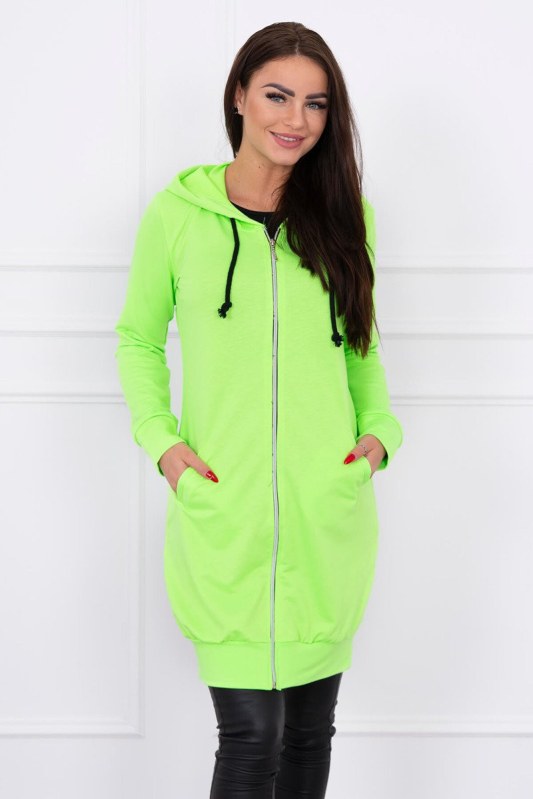 Šaty s kapucí, mikina zelená neonová - Dámské oblečení mikiny