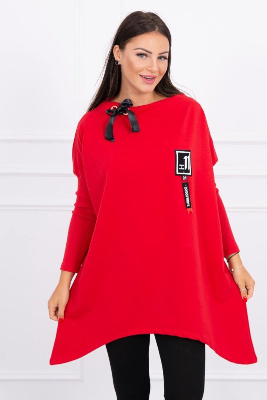 Oversize mikina s asymetrickými boky červená Oversize mikina s asymetrickými boky červená - Dámské oblečení mikiny