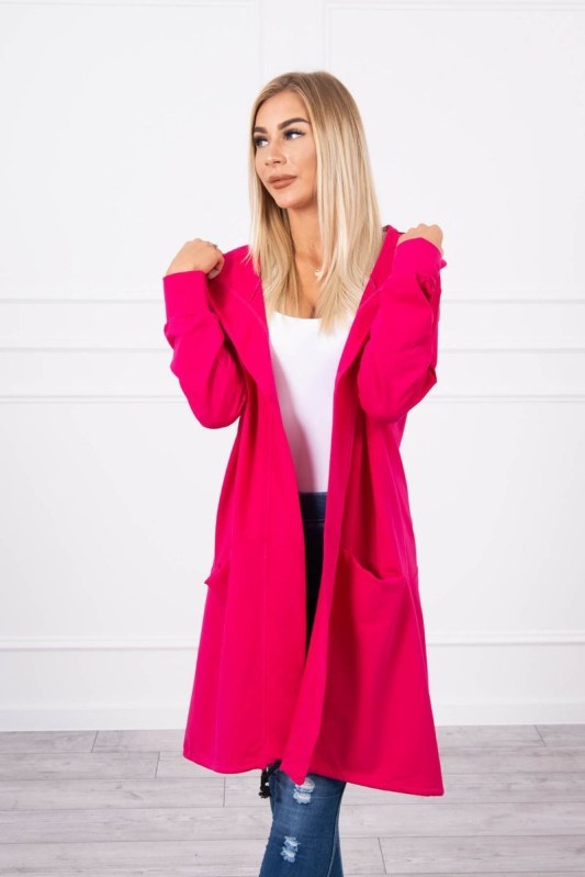 Pláštěnka oversize s kapucí fuchsiová - Dámské oblečení mikiny