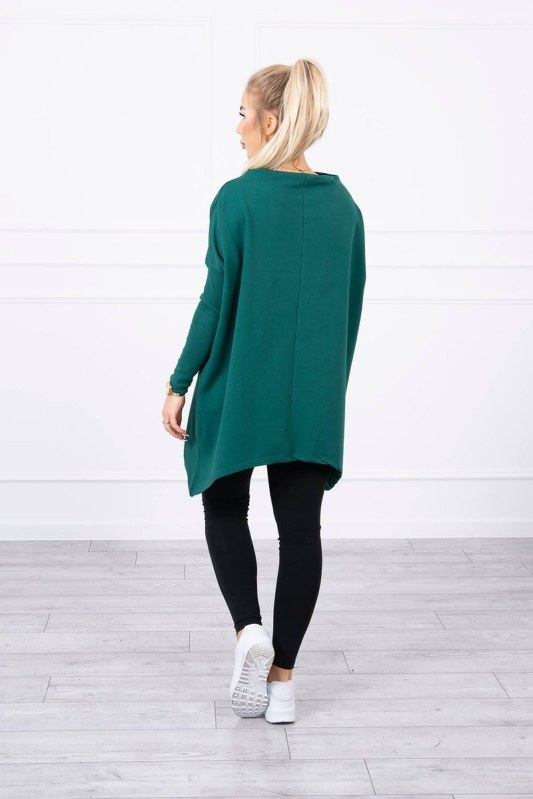 Oversize mikina s asymetrickými boky tmavě zelená Oversize mikina s asymetrickými boky tmavě zelená - Dámské oblečení mikiny