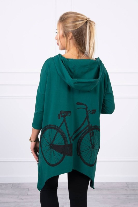 Mikina s potiskem kola zelená - Dámské oblečení mikiny