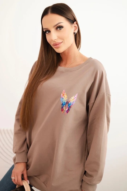 Dámská oversize mikina z&nbsp;bavlny s&nbsp;barevnými křídly na zádech fango - Dámské oblečení mikiny