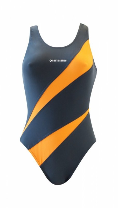 Dámské jednodílné plavky 729 tmavě šedá s oranžovou - Sesto Senso - Dámské oblečení plavky