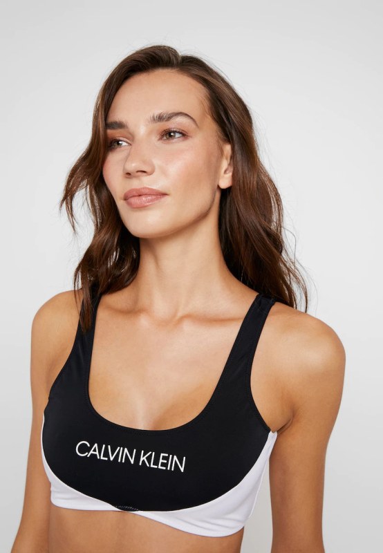 Vrchní díl plavek KW0KW00839-BEH černobílá - Calvin Klein - Dámské oblečení plavky