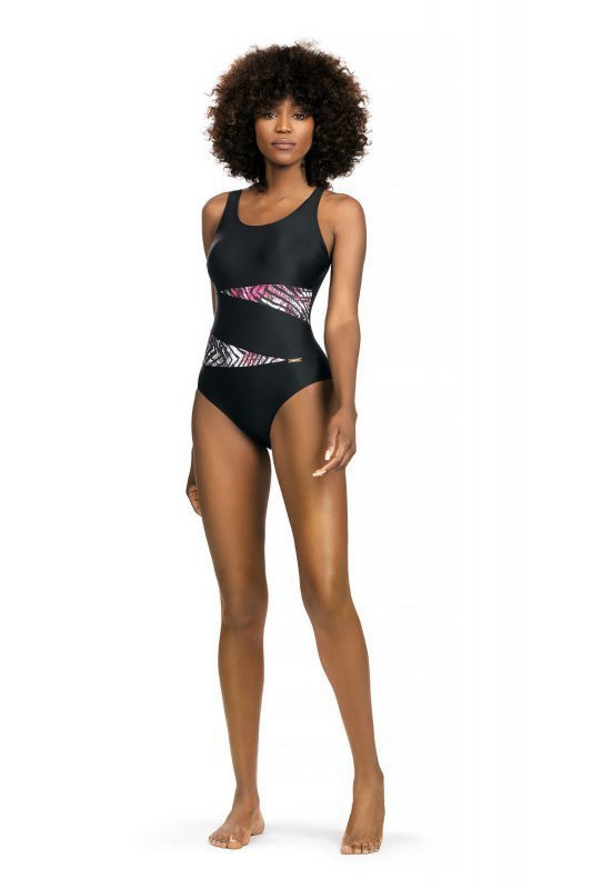 Dámské jednodílné plavky S36W19F Fashion sport černá-růžová - Self - Dámské oblečení plavky