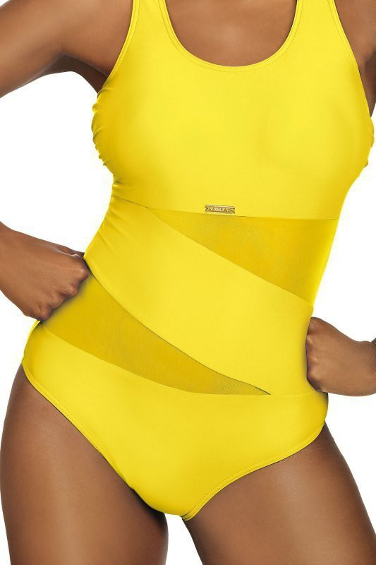 Dámské jednodílné plavky S36-21 Fashion sport žlutá - Self - Dámské oblečení plavky
