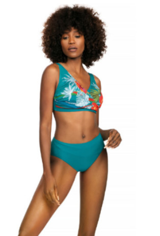 Dámské dvojdílné plavky Bali 8 S690BL8-2 zelená s květy - Self - Dámské oblečení plavky
