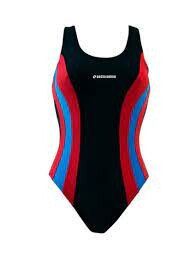 Jednodílné dámské plavky 715 černo/modro/červené - Sesto Senso - Dámské oblečení plavky