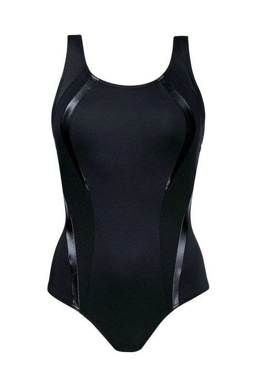 Dámské jednodílné plavky Atlantic sport 34LA2 Černá s&nbsp;tavě zelenou a&nbsp;šedou - SELF - Dámské oblečení plavky