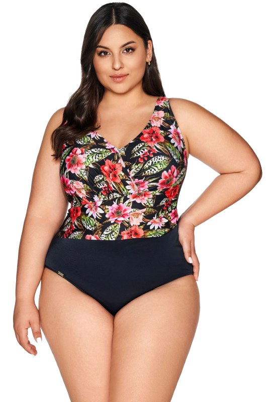 Dámské jednodílné plavky 60 black Floral - AVA