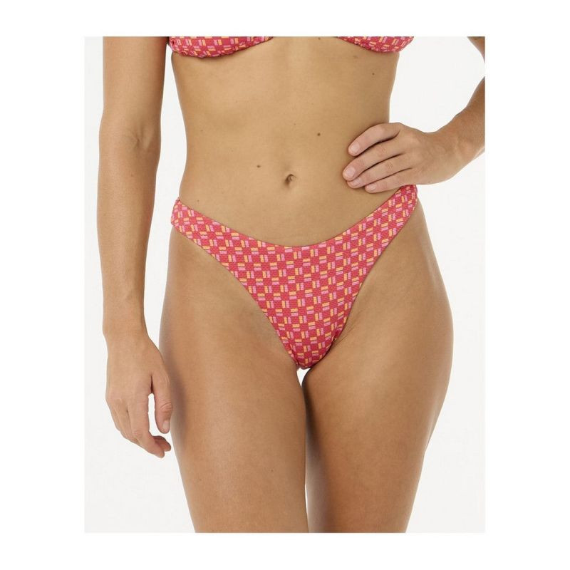 Červené plavky RIP CURL Shell Cove High Leg Cheeky - Dámské oblečení plavky